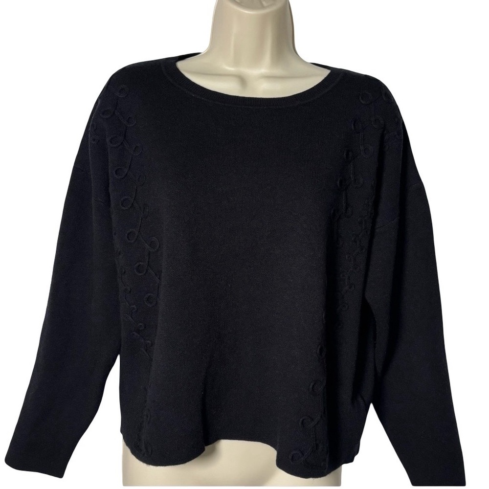 Premise Women’s Black Boxy Sweater With Embroidered Design Size M